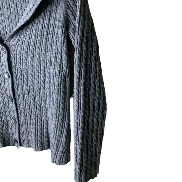 Boden Cable Knit Cardigan Wool Sweater Women Size 8 Long Sleeves Collared Gray - Picture 7 of 9